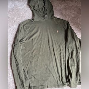 Green polo long sleeve shirt with hood